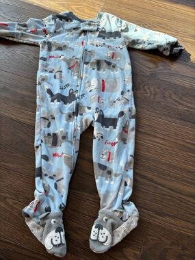 Carter's Light Blue Puppy Print Fleece Footed One-Piece